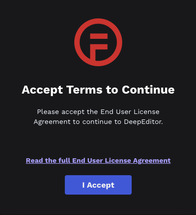 10 Accept Terms to Continue screen