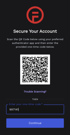 9 Secure your account enter code screen