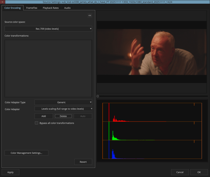 Avid example level scaling full range to video level removed
