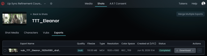 Exports tab New UI