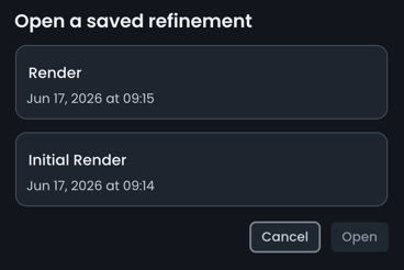 Open a Saved Refinement New UI