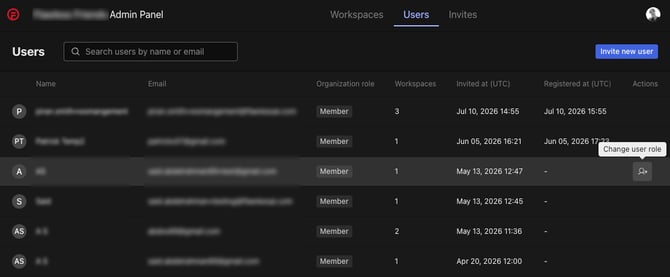 Org Admin Users Tab clean