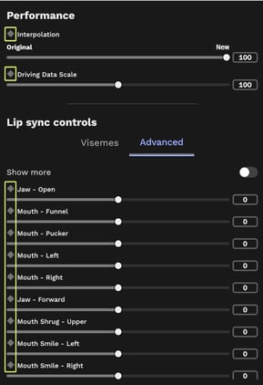 Properties Panel Viseme Advanced Keyframes Highlighted