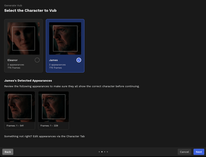 Select Character to Vub