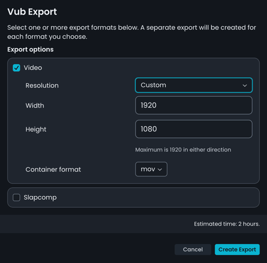 Vub Export New UI