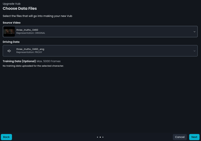 choose data files new UI