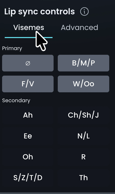 Switching between Visemes and Advanced Controls New UI