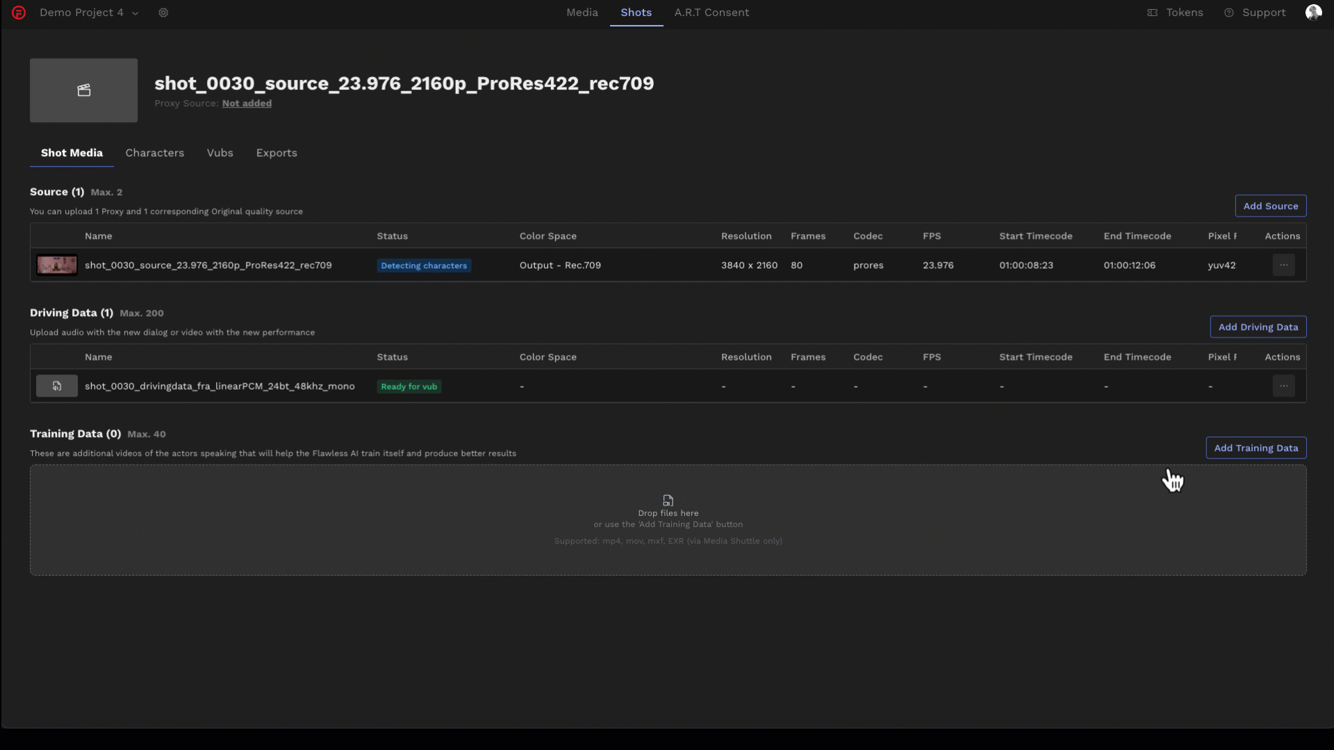 Upload Training Data to Shot Media Library