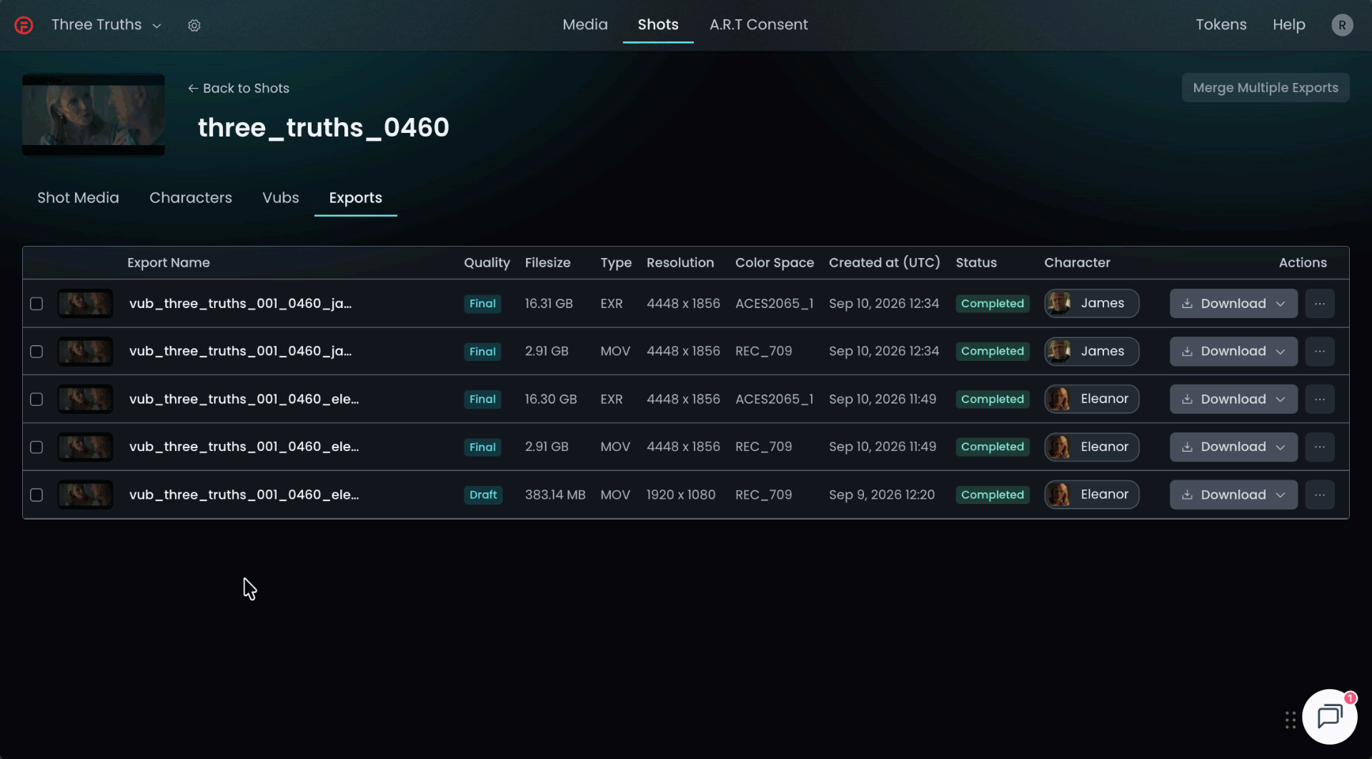 merge exports new UI