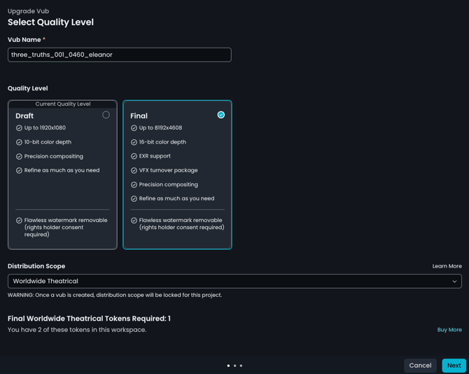 select quality upgrade new UI