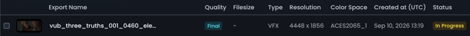 vfx package export listed new UI
