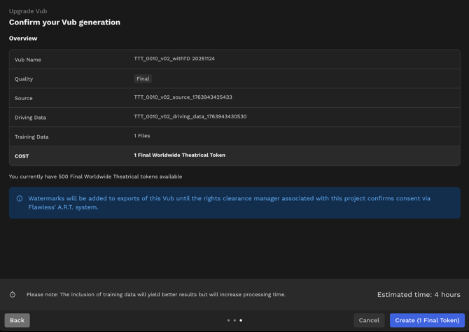 Confirm Vub Generation 1 Final Token