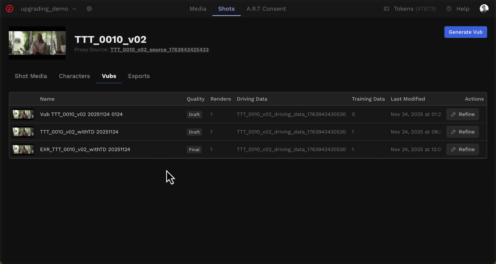 Export VFX turnover package via Create Export