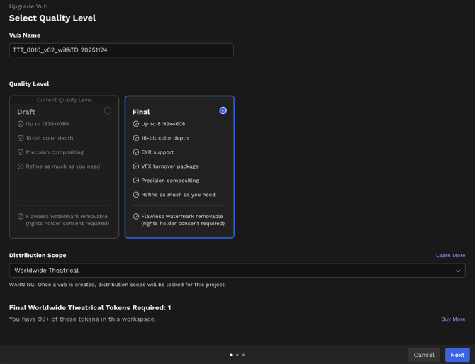 Upgrade Vub Select Quality Level Final Worldwide Theatrical