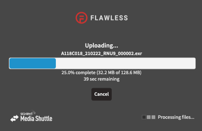 media shuttle EXRs uploading